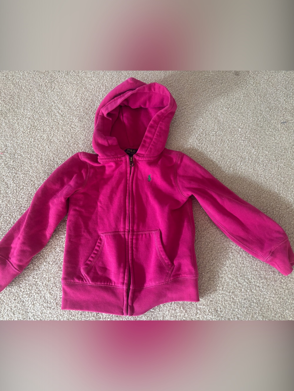 Polo by Ralph Lauren Girls' Hot Pink Hooded Zip Sweatshirt